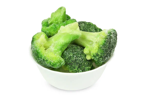 Fagyasztott Brokkoli Izolált Fehér Alapon Fagyasztott Zöldség Stock Kép