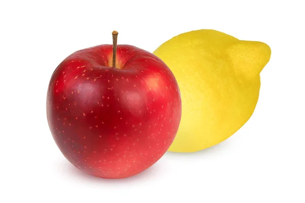 Červené Jablko Citron Izolovaném Bílém Pozadí — Stock fotografie