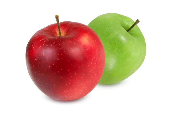 Zole Edilmiş Beyaz Arkaplanda Kırmızı Yeşil Elma — Stok fotoğraf