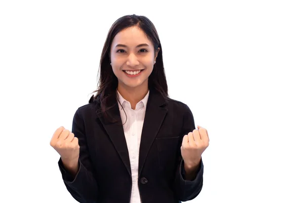 Professionele Aziatische Zakenvrouw Staande Zelfverzekerd Glimlachen Het Kantoor — Stockfoto