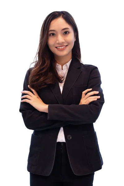 Профессиональная Азиатская Деловая Женщина Уверенно Улыбающаяся Офисе — стоковое фото