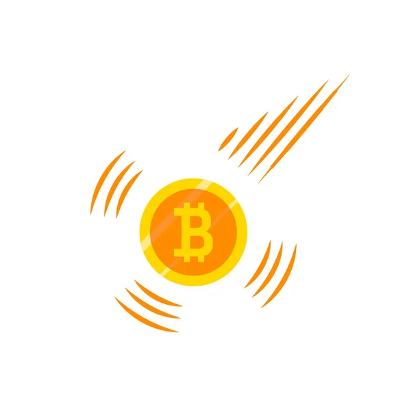 Düşen bitcoin, kripto para birimi. Vektör EPS 10. Fiyat dijital kriptoya düştü. Yere çakıl. Beyaz üzerine bozuk para illüstrasyonu. Herhangi bir platform veya amaç için kullanılabilir. Uygulama, amblem, tasarım, ağ, dev, ui.