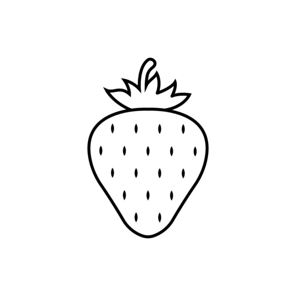 Garden Strawberry Fruit Icon Vector Eps Outline Illustration Black Isolated — Vetor de Stock