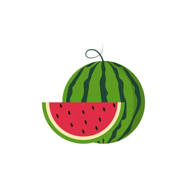 Watermelon Fruit Simple Color Icon Vector Eps Fresh Summer Illustration — Stok Vektör