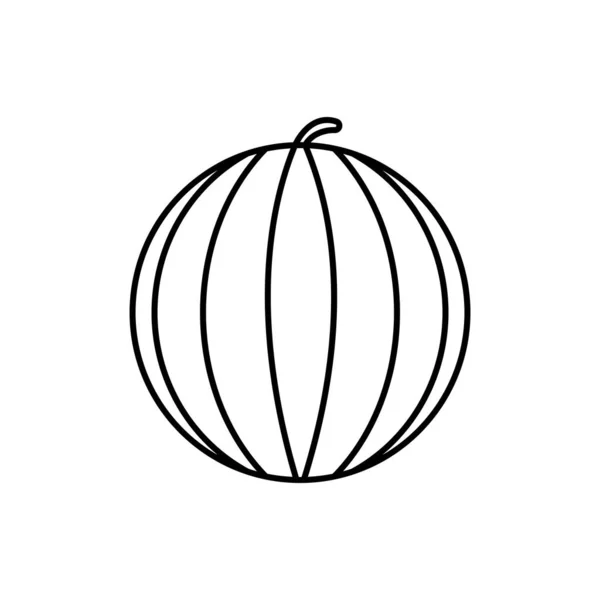Karpuz meyvesi ana hatları siyah ikon. Vektör EPS 10. Taze yaz illüstrasyonu. Tatlı tatlı çöl. Herhangi bir platform için. Moda beyazı, sembol, işaret, dev, uygulama, tasarım, web, ui, gui, ux