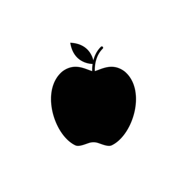 Icono Fruta Manzana Negro Sólido Vector Eps Ilustración Aislada Blanco — Archivo Imágenes Vectoriales