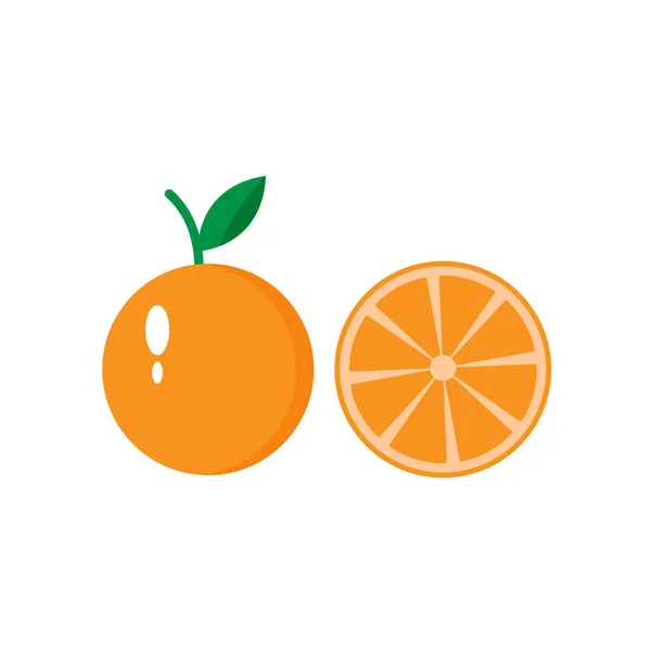 Orange Fruit Vector Icon Color Citrus Eps Slice Illustration White — Vetor de Stock