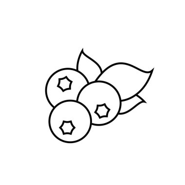 Olgun yaban mersini meyve ikonu ana hatları. EPS 10. Doğal gıda illüstrasyonu. Yapraklı böğürtlen. Taze doğa yiyeceği. Logo, uygulama, web, broşürler, pankart, restoran menüsü ve pazar için kullanılabilir