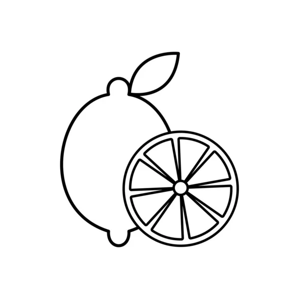 Lemon Fruit Vector Icon Outline Eps Citrus Sour Vitamin Illustration — Stok Foto