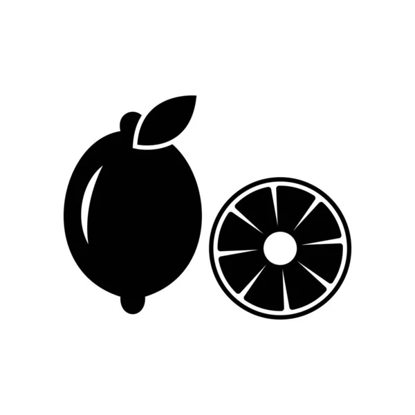 Значок Вектора Лимона Черном Eps Цитрусовые Кислая Витаминная Иллюстрация Изолирован — стоковое фото