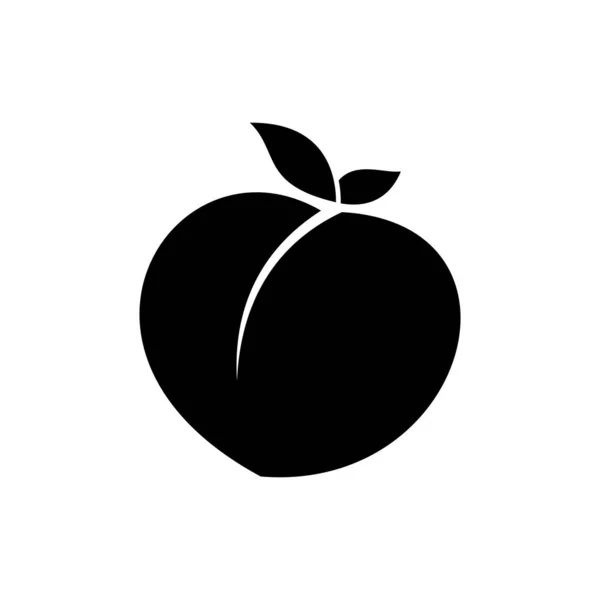 Peach Nectarine Fruit Vector Black Icon Eps Tropical Fruits Illustration — Stock Fotó