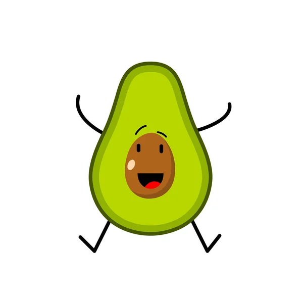 Avokado karakter vektör renk ikonu gülümseyin. EPS 10. Tropik meyve çizimi. Vejetaryen menüsü. Vejetaryen, sağlıklı yemek. Tazelik, detoks, beslenme, restoran, pazar gibi konular için kullanılabilir