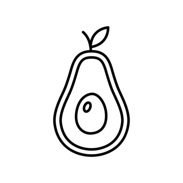 Fresh Avocado Fruit Vector Icon Outline Eps Tropical Fruits Illustration — Vetor de Stock