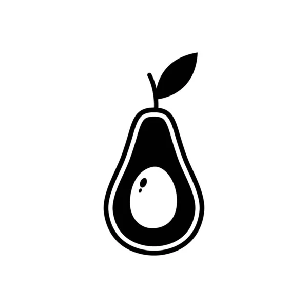 Fresh Avocado Fruit Vector Black Icon Eps Tropical Fruits Illustration — Vetor de Stock