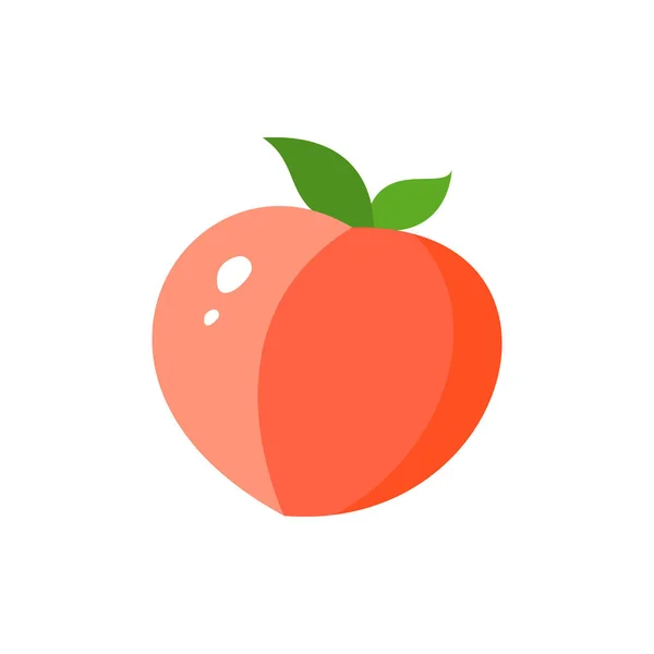 Perzik Nectarine Fruit Vector Kleur Pictogram Eps Tropische Vruchten Illustratie — Stockvector