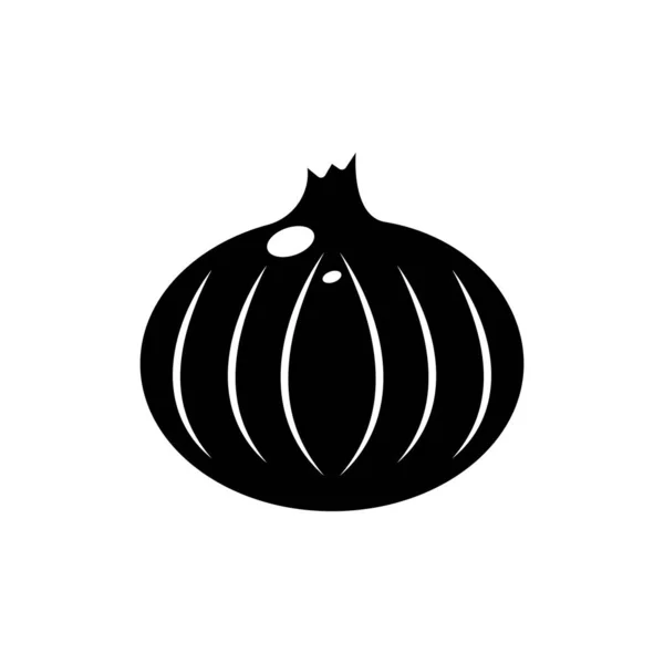 Onion Vegetable Icon Solid Black Vegetarian Flat Illustration Farm Market — Stok Foto