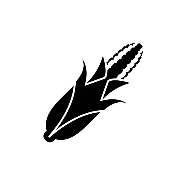 Corn Cob Icon Line Solid Black Vegetable Flat Illustration Farm — Stockfoto