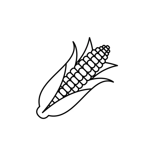 Obrys Wektora Kolby Kukurydzy Czarny Warzywa Płaska Ilustracja Produkt Rynku — Zdjęcie stockowe