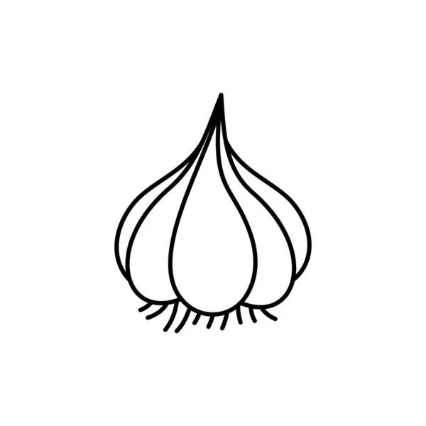 Garlic Vegetable Icon Outline Black Spice Line Flat Illustration Farm — ストック写真