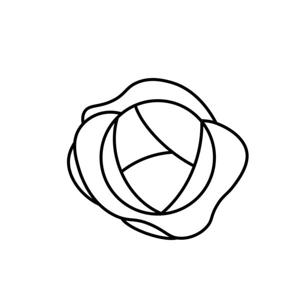 Lahana sebze ikonu ana hatları siyah. Bahçe düz çizimi. Çiftlik pazarı ürünü. Vejetaryen yemeği. Taze sağlıklı organik gıda. Vegan için ekin konsepti. Beyazda izole edilmiş