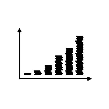 Grafik veya madeni para büyüme grafiği simgesi. Beyaz üzerine basit bir illüstrasyon. Grafik simgesi büyüyor. Finansal büyüme, iş ilerlemesi. Herhangi bir platform ve amaç için kullanılır dev uygulama, tasarım ağı, ui