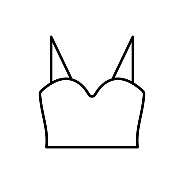 Crop top clothes icon outline black. Womens shirt illustration. Flat outline sign. Shop online concept. Females item of clothing. Apparel store symbol. Isolated on white