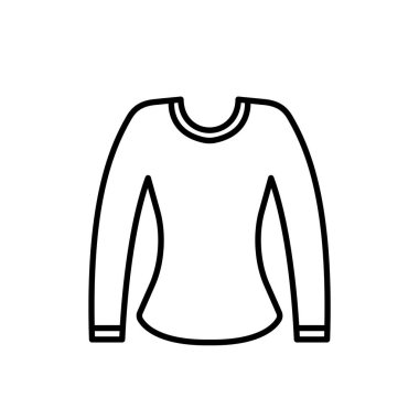 Sweater clothes icon outline black. Womens raglan illustration. Flat outline sign. Shop online concept. Females item of clothing. Apparel store symbol. Isolated on white