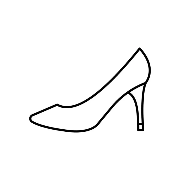 Shoe high heels icon outline black. Womens shoes illustration. Flat outline sign. Shop online concept. Females casual wardrobe symbol. Elegance classic. Isolated on white