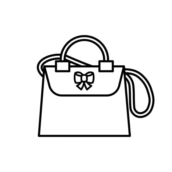 Handbag womens icon outline black. Female crossbody illustration. Flat outline sign. Shop online concept. Ladies casual accessory. Apparel store symbol. Isolated on white