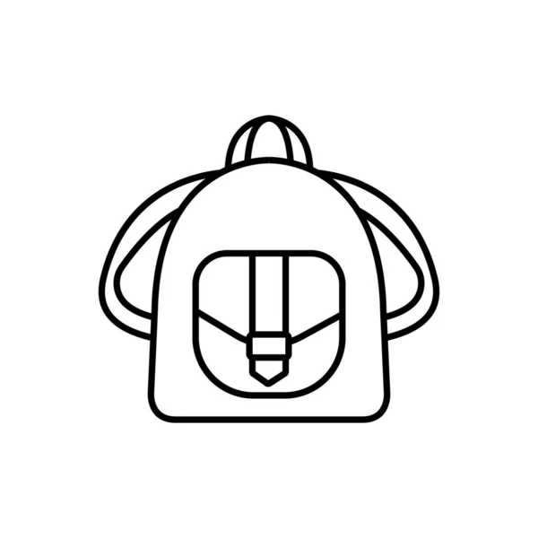 Backpack womens icon outline black. Female city bag illustration. Flat outline sign. Shop online concept. Ladies casual accessory. Apparel store symbol. Isolated on white