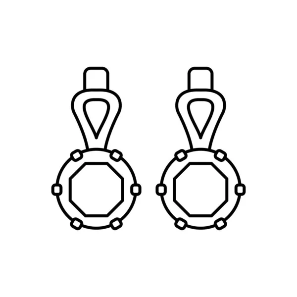 Outline vector earrings with a stones. EPS 10.... Earring black illustration... Earrings pair sign. Isolated on white.. Jewelry concept for you site. For any platform and purpose dev, app, web, ui
