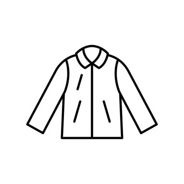 Mens jacket outline template icon.. Basic clothing men symbol.... Winter men jacket. Front view clothin, Isolated on white background. For Illustration, logo, app, web design, dev, ui