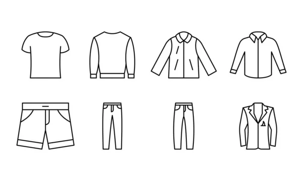 Mens clothing outline template icon. Basic clothing men set icons. Collection of wear. Male clothes...... Front view clothin on white.. For Illustration, logo, app, web design, dev, ui