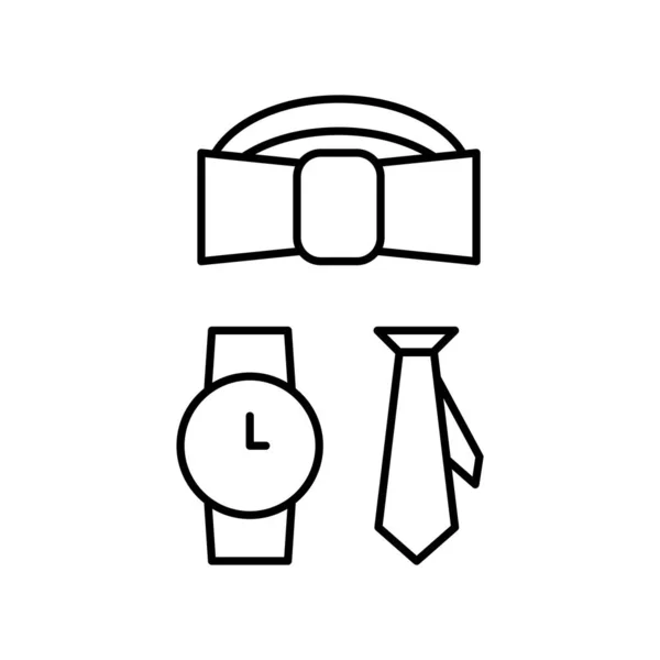 Vector Mens Personal Accessories Icon Eps Watch Tie Bow Tie — Fotografia de Stock