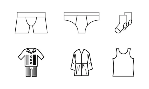 Set Mens Night Everyday Bath Underwear Vector Eps Icons White — Zdjęcie stockowe