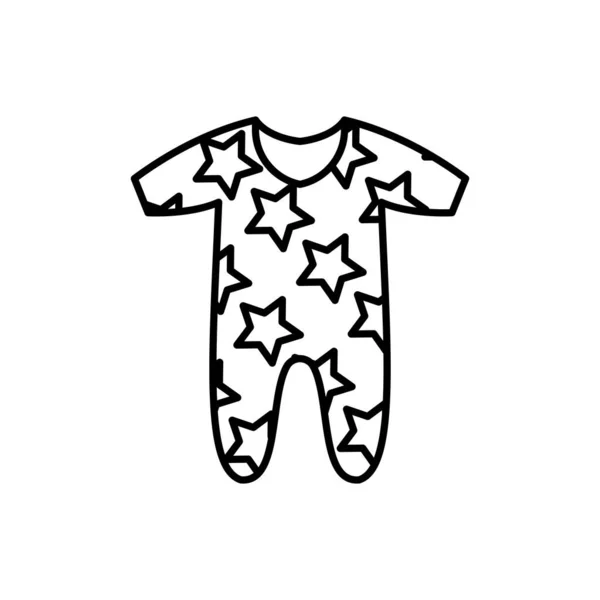 Simple baby pajamas outline vector icon. EPS 10... Kids fashion flat clothes.... Newborns wear...... Basic baby clothing. Romper children front side.. For app, web, design, dev, ui, graphic, stars