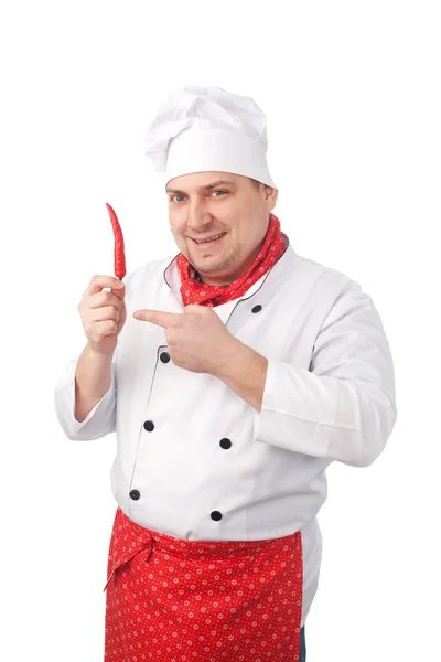 Cook with red chilly pepper — Stock Photo, Image