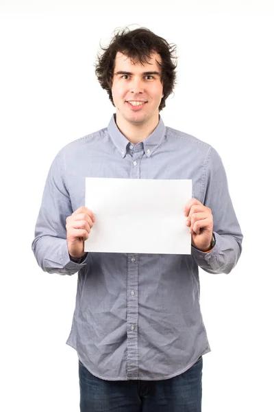 Homem segurando papel — Fotografia de Stock