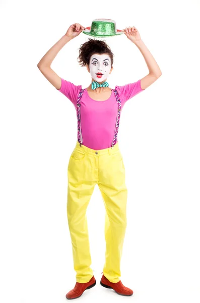 Meisje clown poseren in studio — Stockfoto