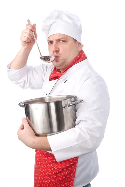 Cook with pan — Stock Photo, Image