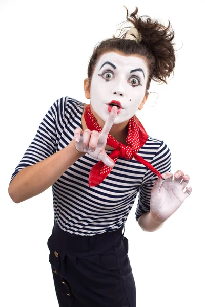 Clown asking for silence — Stock Photo, Image