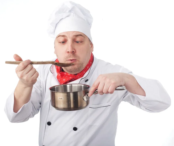 Cook with pan — Stock Photo, Image