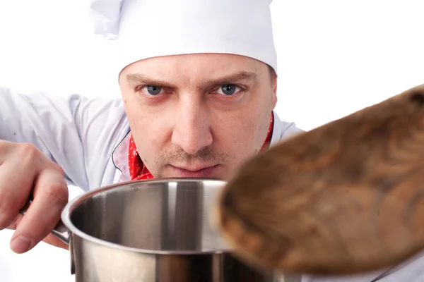 Cook with pan — Stock Photo, Image