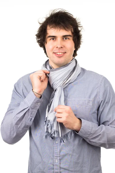 Man tying scarf — Stock Photo, Image