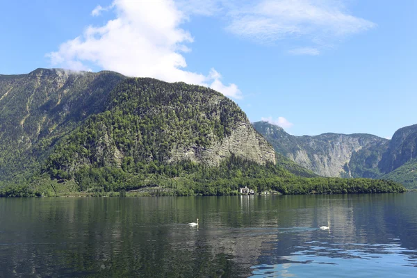 Paesaggio del lungofiume e delle montagne — Foto Stock