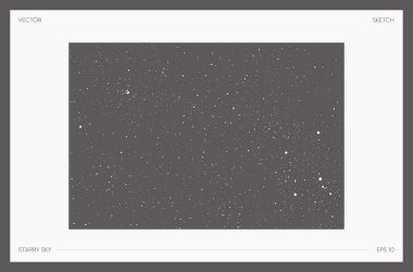 Yıldızlı gökyüzünün yüksek detaylı çizimi, kozmik çizim, uzay. Vektör illüstrasyonu