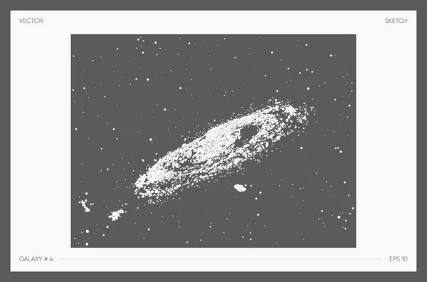 Υψηλής Λεπτομέρειας Απεικόνιση Του Γαλαξία Σκίτσο Νεφελώματος Ουράνιο Αντικείμενο Εικονογράφηση — Διανυσματικό Αρχείο