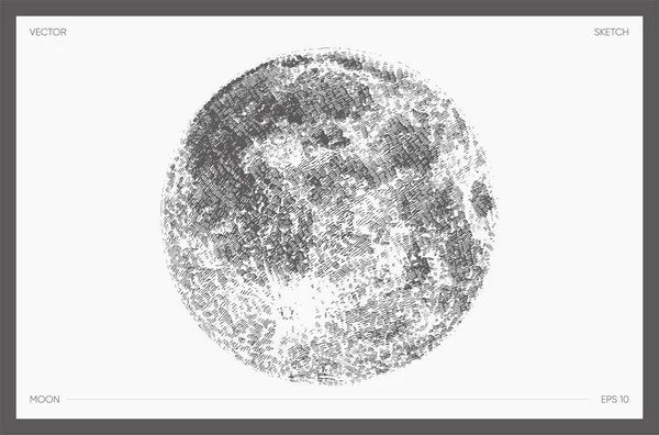 Подробный Набросок Фазы Луны Ручной Рисунок Вектора Векторная Иллюстрация — стоковый вектор