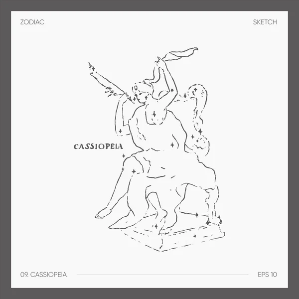 Illustration Astrologisk Zodiak Cassiopeia Vektorillustration — Stock vektor