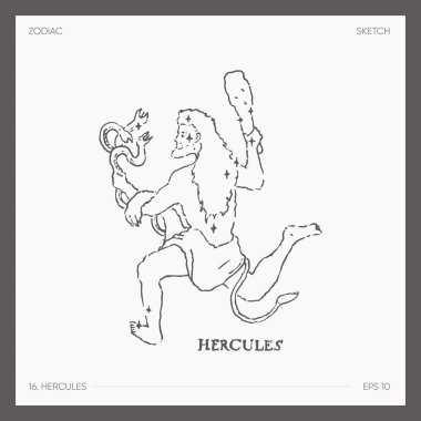 Astrolojik Zodyak Herkül 'ün tasviri. Vektör illüstrasyonu